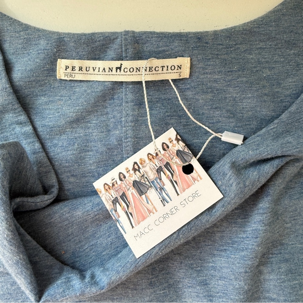 Peruvian Connection S Blue Double Layer Bodycon T… - image 5